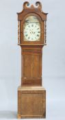 A VICTORIAN OAK AND MAHOGANY 8-DAY LONGCASE CLOCK