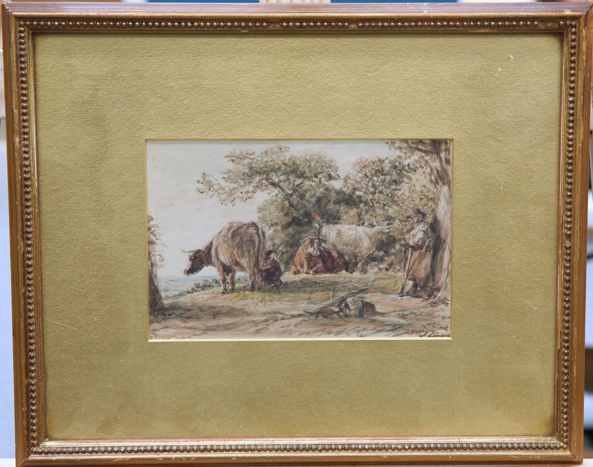 JOHN LINNELL (1792-1882), CATTLE AND HERDSMAN REST - Image 2 of 2