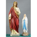 A PAINTED PLASTER CAST FIGURE OF THE SACRED HEART OF JESUS