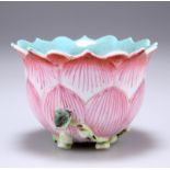 A CHINESE FAMILLE ROSE LOTUS-MOULDED PORCELAIN BOW