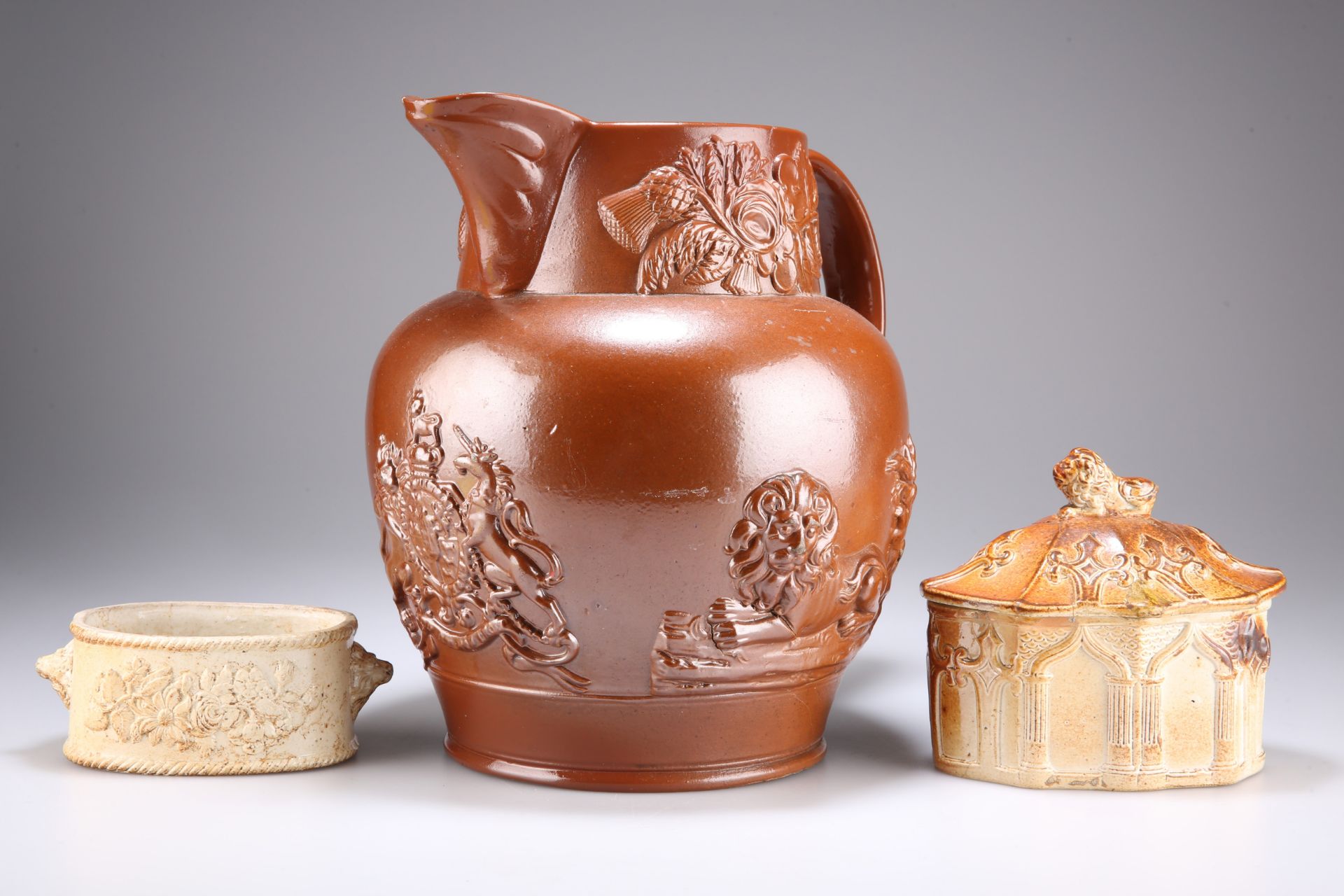 THREE PIECES OF 19TH CENTURY SALT-GLAZED STONEWARE