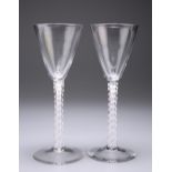 A PAIR OF OPAQUE TWIST WINE GLASSES