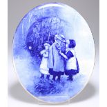 A ROYAL DOULTON BLUE AND WHITE CHILDREN SERIES WALL PLAQUE