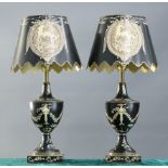 A PAIR OF PERIOD STYLE TOLE TABLE LAMPS