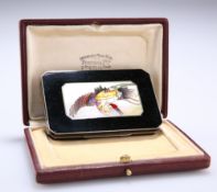 A FINE FRENCH ART DECO SILVER AND ENAMEL COMPACT