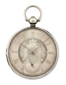 A SILVER OPEN FACED POCKET WATCH