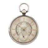 A SILVER OPEN FACED POCKET WATCH