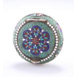 A RUSSIAN SILVER AND ENAMEL PILL BOX