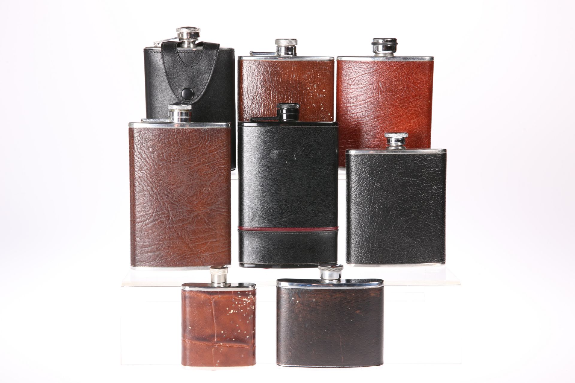 EIGHT VARIOUS HIP FLASKS