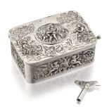 A FINE GERMAN SILVER SINGING BIRD AUTOMATON MUSIC BOX