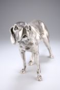 A LARGE GERMAN SILVER MODEL OF A WEIMARANER, 20TH CENTURY