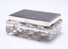 AN EDWARDIAN SILVER LIDDED STAMP BOX