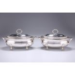 A PAIR OF GEORGE III SILVER SAUCE TUREENS