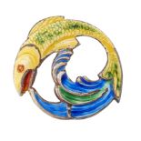 A SILVER AND ENAMEL BROOCH