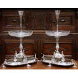A HANDSOME PAIR OF 19TH CENTURY SILVER-PLATED CENTREPIECES