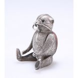 AN EDWARD VII SILVER NOVELTY BEAR PINCUSHION