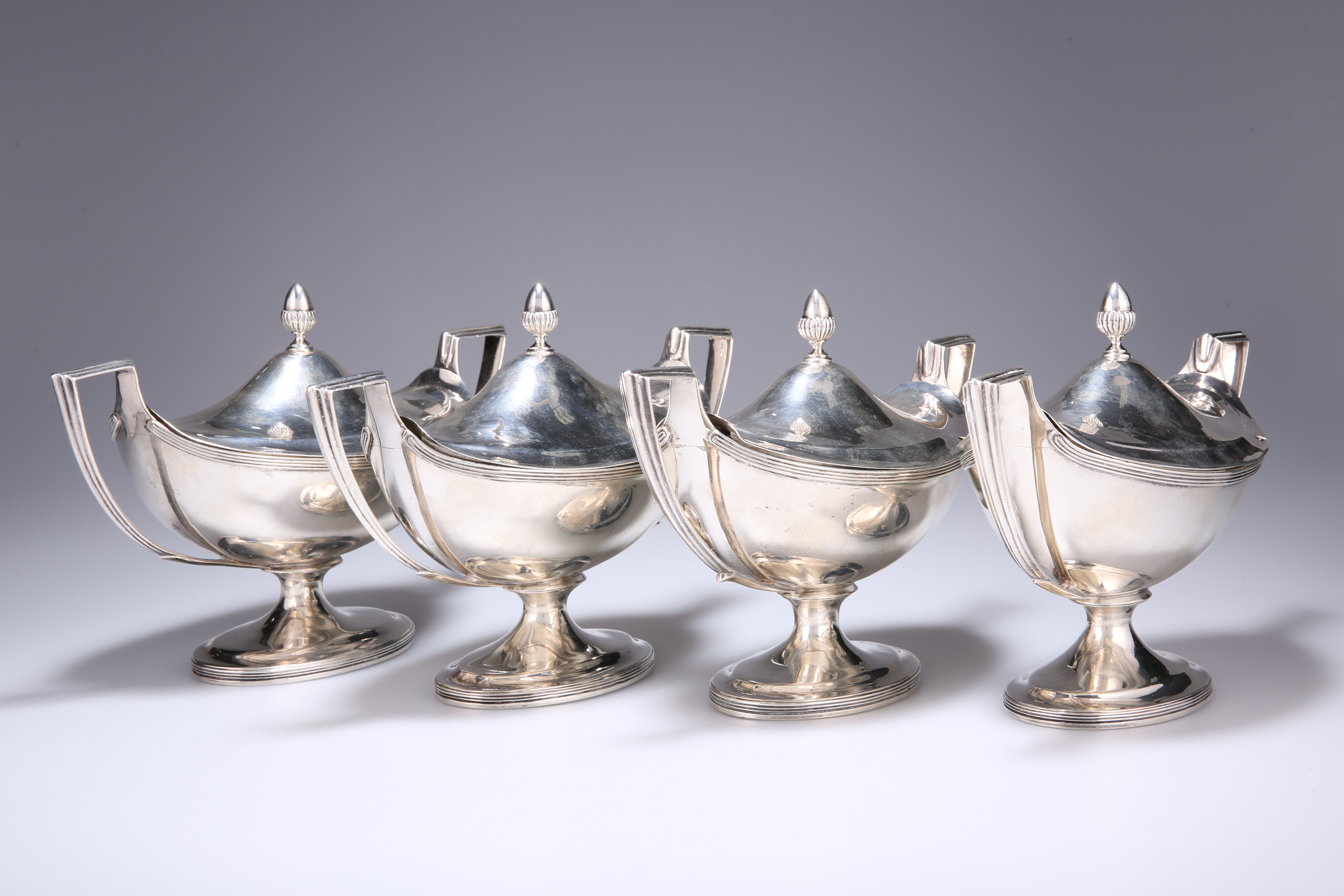 A SET OF FOUR GEORGE III SILVER SAUCE TUREENS AND COVERS - Image 2 of 4