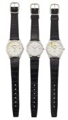 THREE GENTS STEEL TISSOT STRAP WATCHES