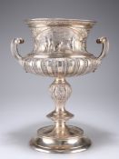 A LARGE VICTORIAN SILVER TWO-HANDLED TROPHY CUP