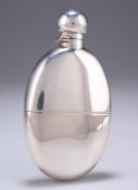 A LATE VICTORIAN SILVER HIP FLASK