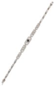 AN 18 CARAT WHITE GOLD ART DECO STYLE SAPPHIRE AND DIAMOND BRACELET