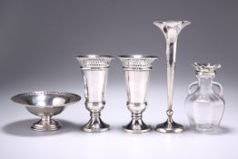 A PAIR OF GEORGE V SILVER VASES