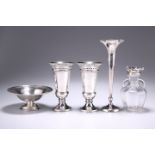 A PAIR OF GEORGE V SILVER VASES