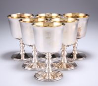 A SET OF SIX SILVER-PLATED GOBLETS
