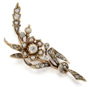 A LATE 19TH CENTURY DIAMOND AND SEED PEARL BROOCH