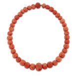 A CORAL BEAD NECKLACE