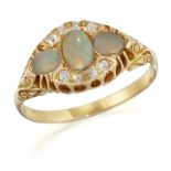 A VICTORIAN OPAL AND DIAMOND RING