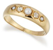 AN 18 CARAT GOLD SPLIT PEARL AND DIAMOND RING