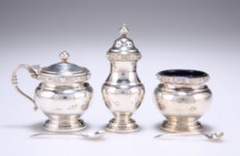 AN ELIZABETH II SILVER CRUET SET