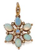 AN OPAL AND SEED PEARL PENDANT