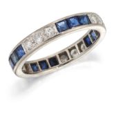 A SAPPHIRE AND DIAMOND ETERNITY RING