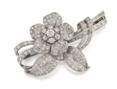 A DIAMOND FLORAL SPRAY BROOCH