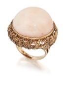 A 1970s CORAL COCKTAIL RING