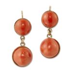 A PAIR OF CORAL PENDANT EARRINGS