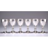 A SET OF SIX SILVER GOBLETS