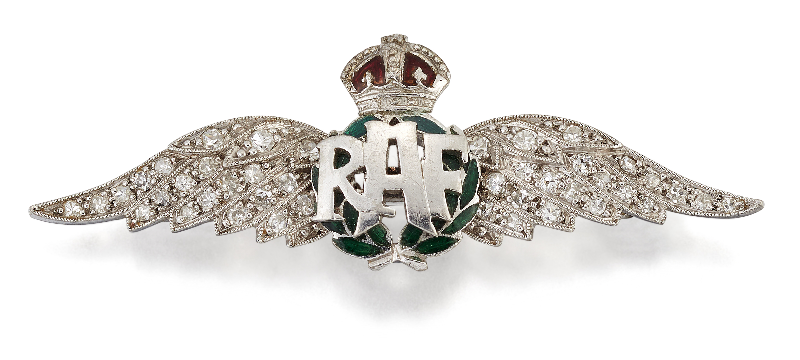 A DIAMOND AND ENAMEL ROYAL AIR FORCE WINGS SWEETHEART BROOCH - Image 2 of 2