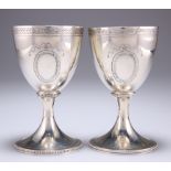 A PAIR OF GEORGE III STYLE SILVER GOBLETS