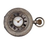 A SILVER HALF HUNTER POCKET WATCH