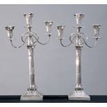 A PAIR OF ADAM REVIVAL SILVER-PLATED CANDELABRA