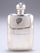 A VICTORIAN SILVER HIP FLASK AND CUP