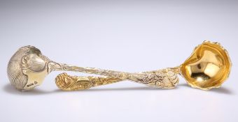 A PAIR OF ELIZABETH II SILVER-GILT PUNCH LADLES AFTER PAUL DE LAMERIE