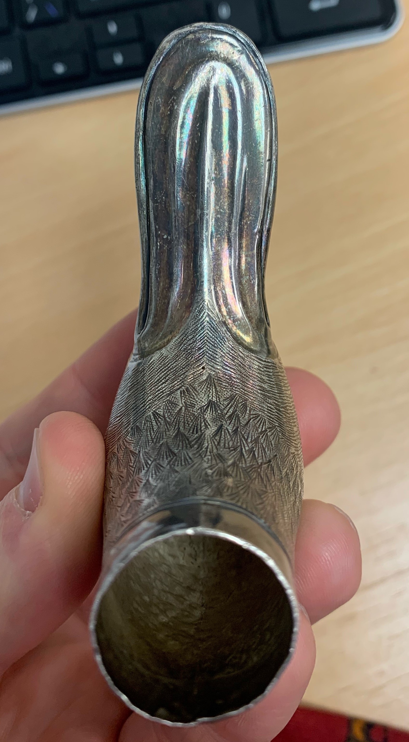 AN INDIAN SILVER PARASOL HANDLE - Image 6 of 7