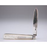 A VICTORIAN SILVER AND MOTHER-OF-PEARL FRUIT KNIFE