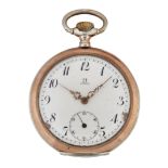 AN OMEGA OPEN FACED POCKET WATCH