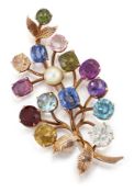 A MULTI GEMSTONE SPRAY BROOCH