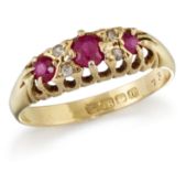 A RUBY AND DIAMOND RING